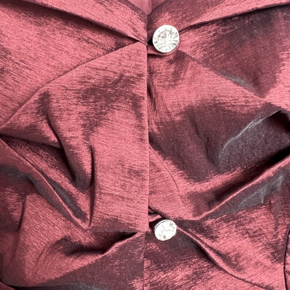 Vintage Cachet Sz 12 Burgundy Satin Iridescent Formal Evening Jacket Top - Picture 4 of 8